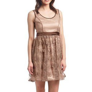 Cocoa Floral-Overlay Fit & Flare Dress
